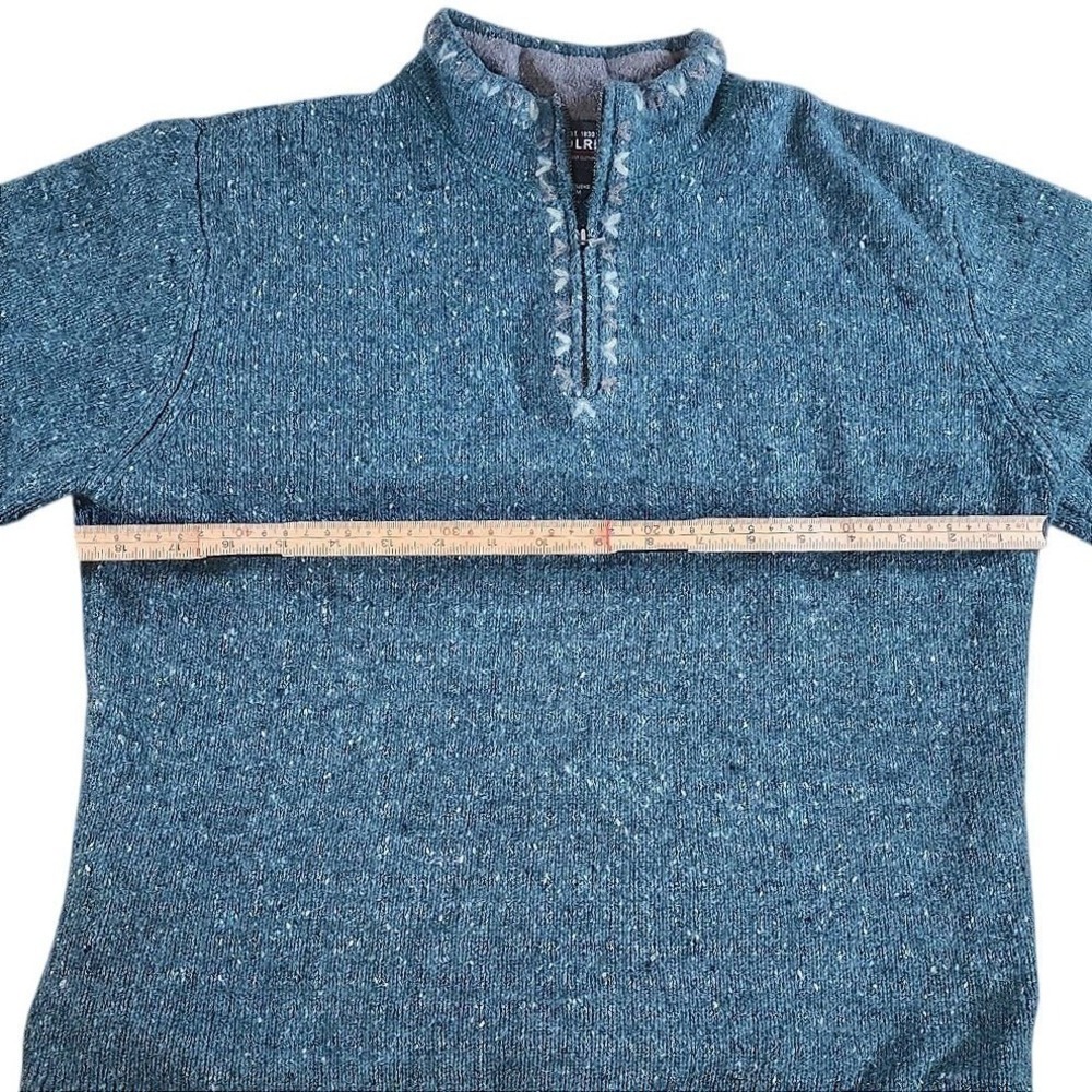 Vintage Woolrich Womens Teal Marled Wool Blend Quarter Zip Sweater Size M 9101 - Picture 8 of 10